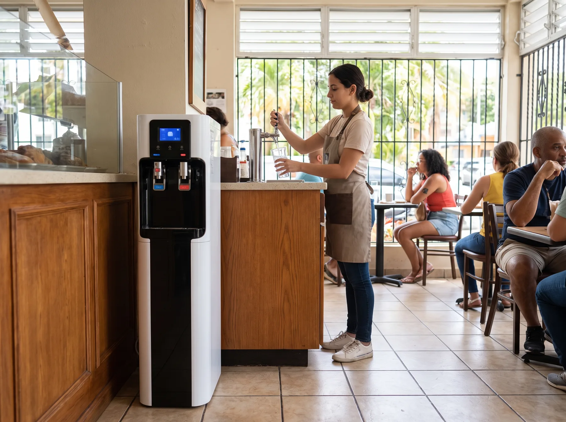 Dispensador de agua purificada en un negocio